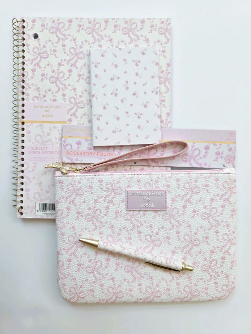 LoveShackFancy Target notebook pencil case pouch Coquette Bow ballpoint pen